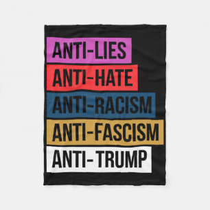 Anti Hate Lies Racism Fascism Resist Protest Trump Fleece Blanket