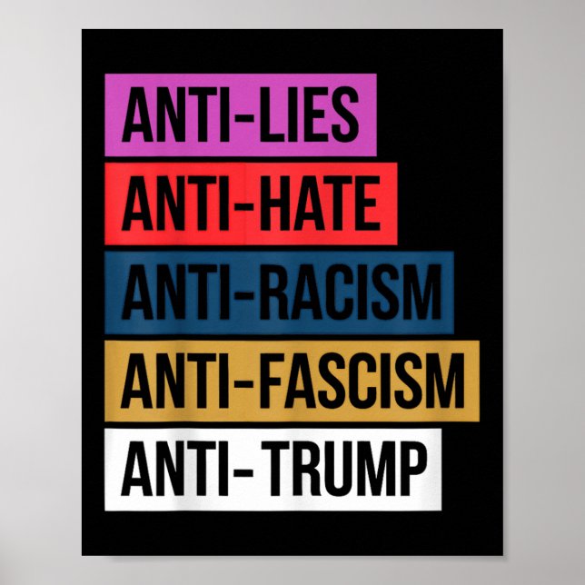Anti Hate Lies Racism Fascism Resist Protest Trump Poster (Front)