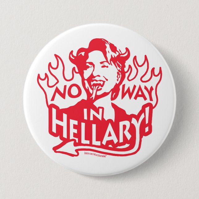 Anti-Hillary Hell Satin Devil Witch 3 Inch Round Button (Front)