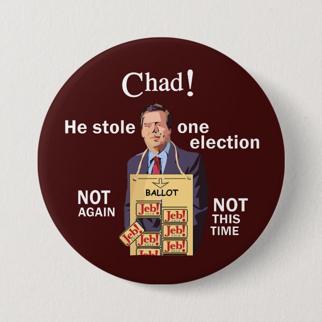 Anti-Jeb Bush 2016 3 Inch Round Button (Front)