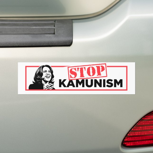 Anti-Kamala Socialism Communism Stop Kamunism Bumper Sticker (On Car)