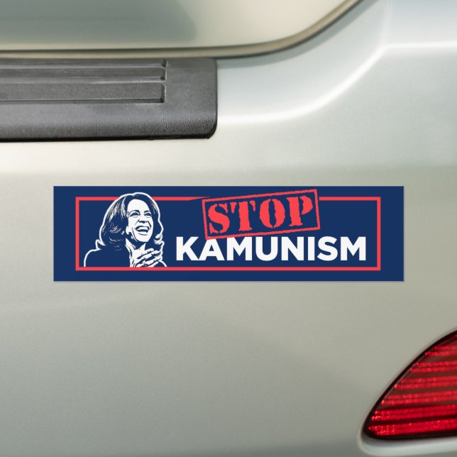 Anti-Kamala Socialism Communism Stop Kamunism Bumper Sticker (On Car)
