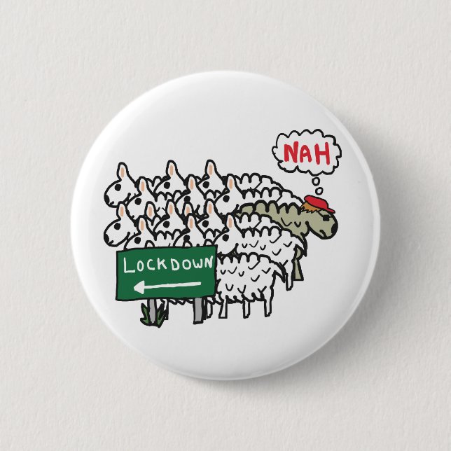 Anti Lockdown Sheep 2 Inch Round Button (Front)