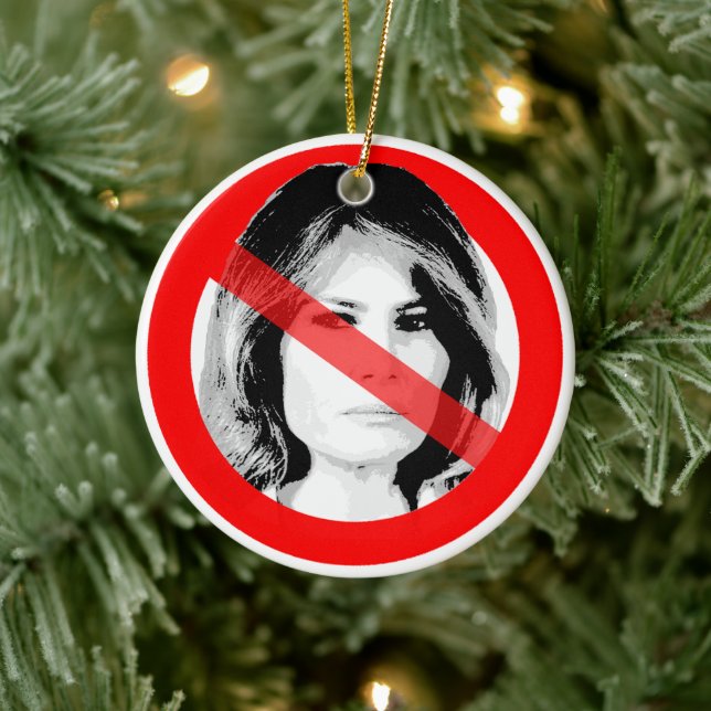 Anti Melania Trump Crossed Out Face Ceramic Ornament (Tree)