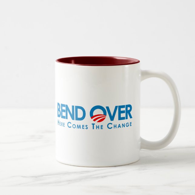 Anti-Obama - Bend Over for change Two-Tone Coffee Mug (Right)