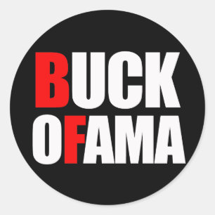 Anti-Obama - BUCK OFAMA 2 white Classic Round Sticker