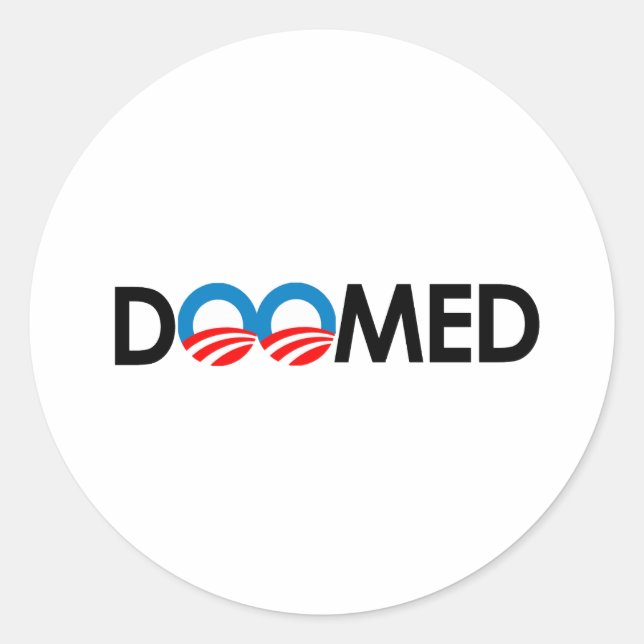 ANTI-OBAMA - DOOMED BLACK-.png Classic Round Sticker (Front)