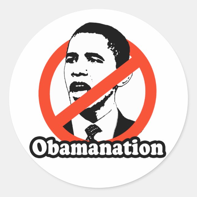 ANTI-OBAMA / OBAMANATION T-SHIRT CLASSIC ROUND STICKER (Front)