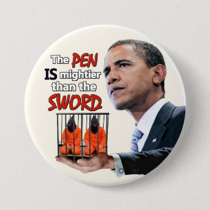 Anti-Obama: Pen vs. Sword 3 Inch Round Button