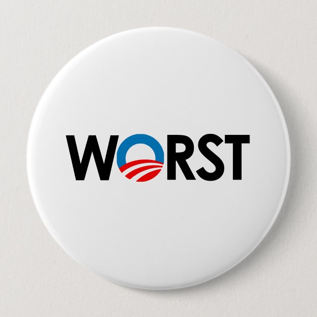 ANTI-OBAMA - WORST BLACK-.png 4 Inch Round Button (Front)