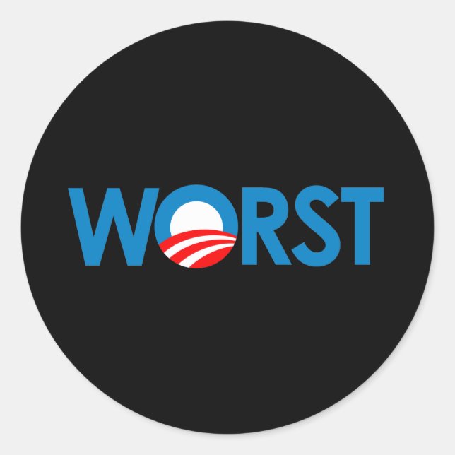 Anti-Obama - Worst Classic Round Sticker (Front)