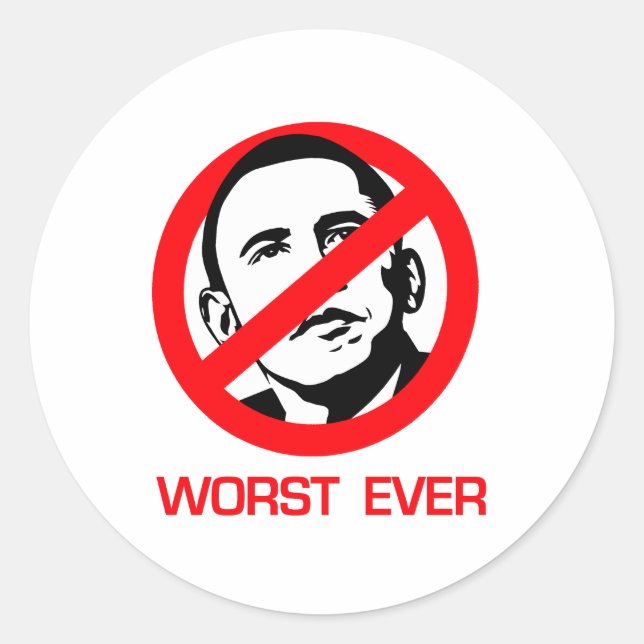 Anti-Obama - Worst Ever Classic Round Sticker (Front)
