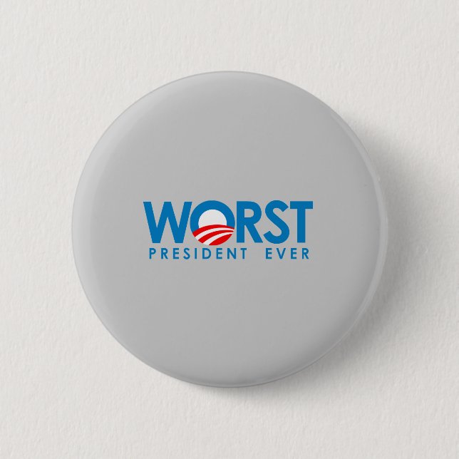 Anti-Obama - Worst President Ever 2 Inch Round Button (Front)