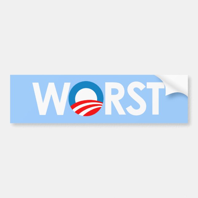 Anti-Obama - Worst white Bumper Sticker (Front)