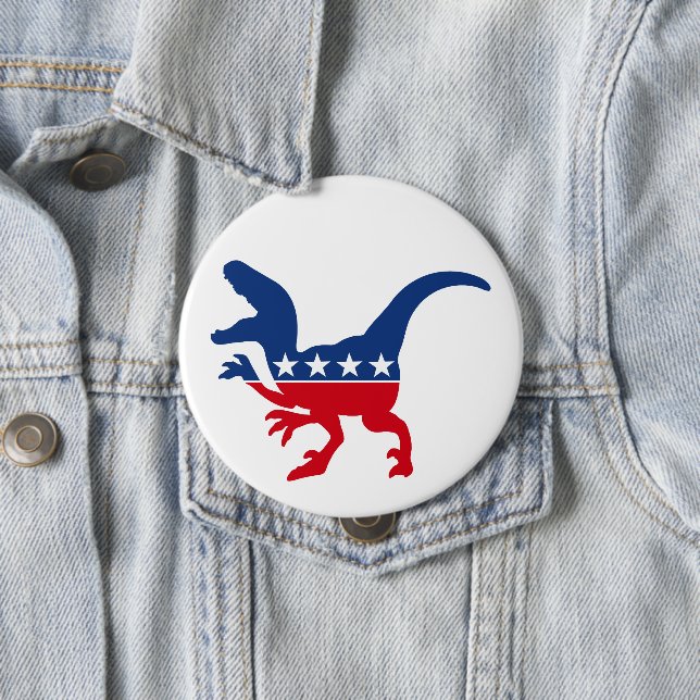 Anti-Politics Patriotic T-Rex 4 Inch Round Button (In Situ)