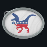 Anti-Politics Patriotic T-Rex Belt Buckle<br><div class="desc">Tired of politics? Exhausted by all the left-wing, right-wing drama? Enter the T-Rex, the ultimate political dinosaur in red, white, and blue! With stars across his body and a fierce silhouette, this T-Rex is here to remind everyone that sometimes, it’s all a little prehistoric. Is he Republican? Democrat? Who cares?...</div>