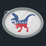 Anti-Politics Patriotic T-Rex Belt Buckle<br><div class="desc">Tired of politics? Exhausted by all the left-wing, right-wing drama? Enter the T-Rex, the ultimate political dinosaur in red, white, and blue! With stars across his body and a fierce silhouette, this T-Rex is here to remind everyone that sometimes, it’s all a little prehistoric. Is he Republican? Democrat? Who cares?...</div>