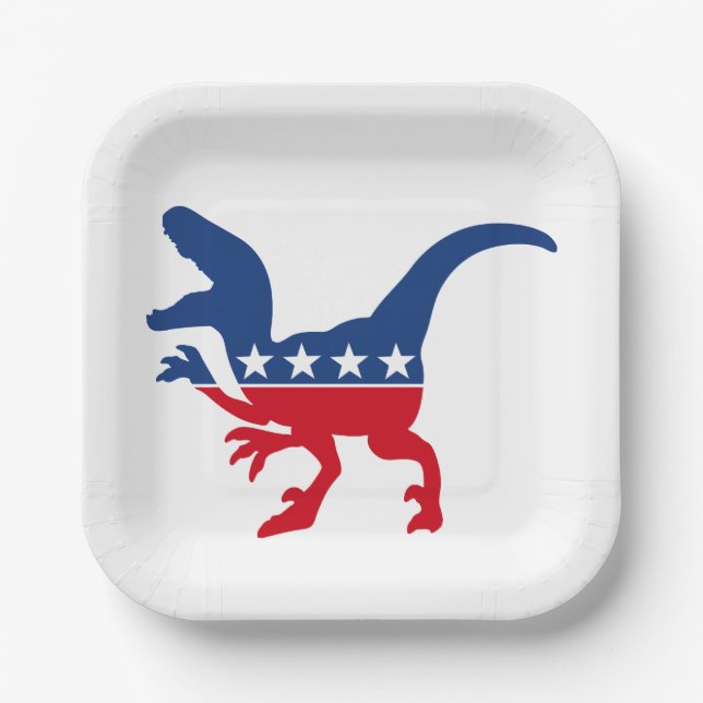 Anti-Politics Patriotic T-Rex Paper Plate (Front)
