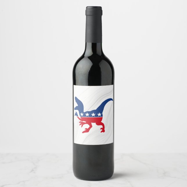 Anti-Politics Patriotic T-Rex Wine Label (Front)