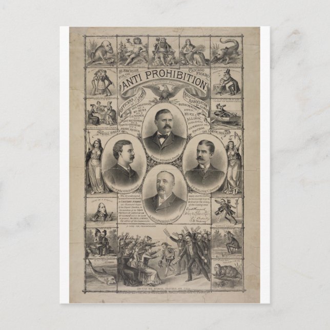 Anti Prohibition by Kurz & Allison (1888) Postcard (Front)