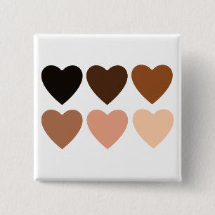 Anti-Racism Skintone Hearts 2 Inch Square Button