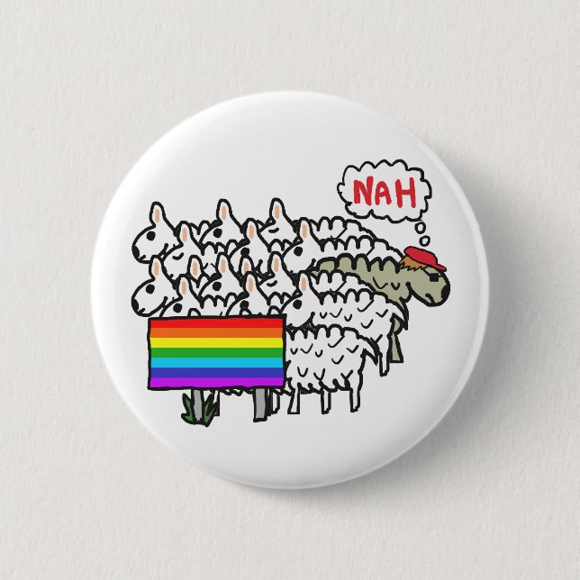 Anti Rainbow Sheep 2 Inch Round Button (Front)