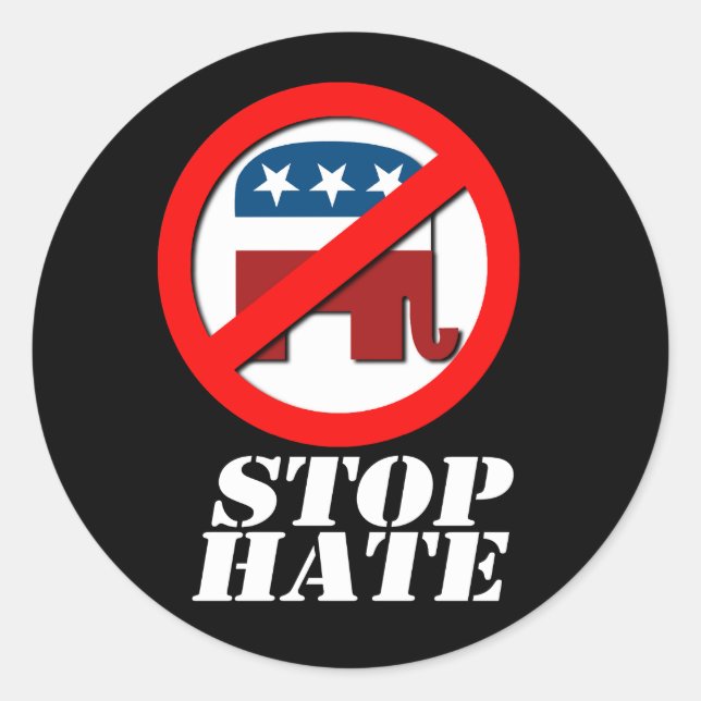 Anti-Republican - Stop Hate Classic Round Sticker (Front)