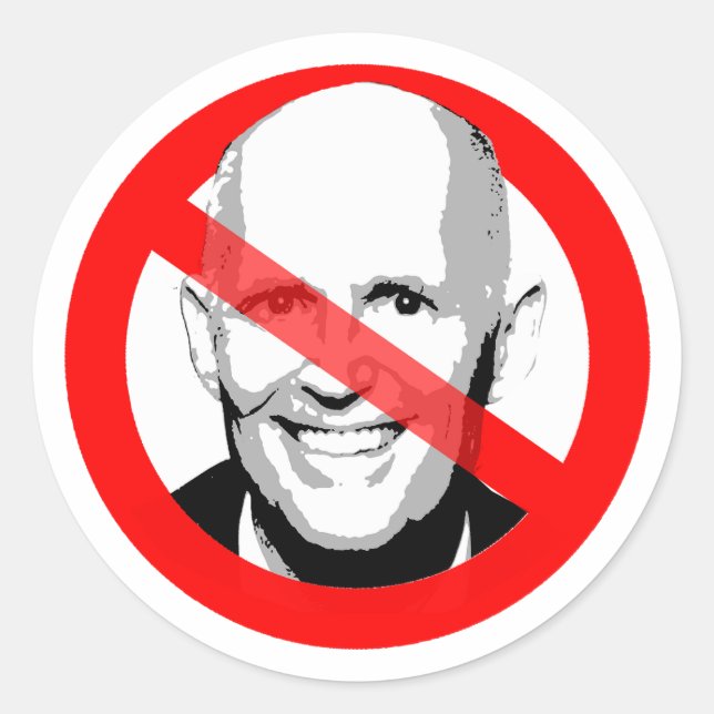 Anti Rick Scott Crossed Out Face Classic Round Sticker (Front)