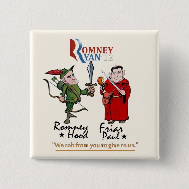 Anti-Romney/Ryan 2 Inch Square Button (Front)