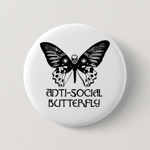 Anti-Social Butterfly 2 Inch Round Button