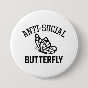 Anti-Social Butterfly 3 Inch Round Button