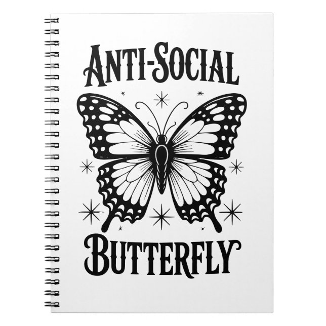 Anti-Social Butterfly Asocial Introvert Notebook (Front)