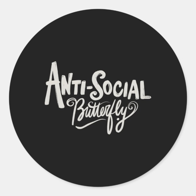 Anti-Social Butterfly Classic Round Sticker (Front)
