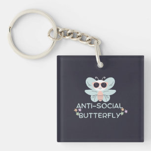 Anti-Social Butterfly Cute Graphic Keychain