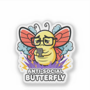 Anti-Social Butterfly Funny Introvert Nerd Design