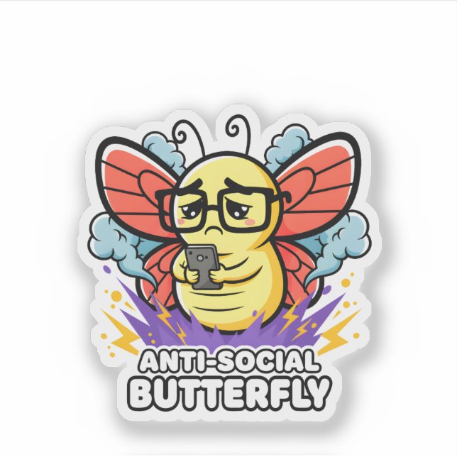 Anti-Social Butterfly Funny Introvert Nerd Design (Front)