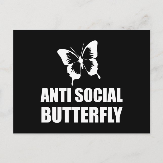 Anti Social Butterfly Funny Introvert Postcard (Front)