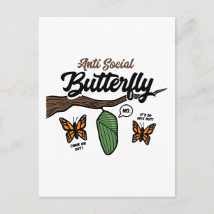 Anti Social Butterfly Postcard