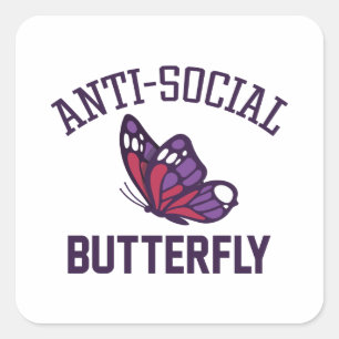 Anti-Social Butterfly Square Sticker