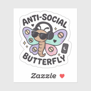 Anti-Social Butterfly Sticker – introvert design