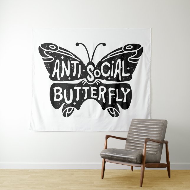 Anti social butterfly tapestry (In Situ (Horizontal))
