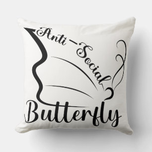 Anti-Social Butterfly Throw Pillow