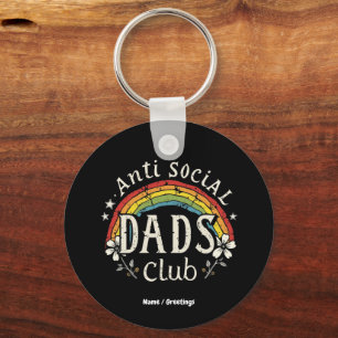 Anti Social Dads Club Retro Funny Father's Day Keychain