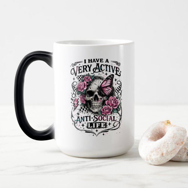 Anti-Social Life Magic Mug (With Donut)