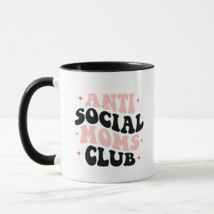 Anti Social Mom's Club Retro Pink Typography Mug