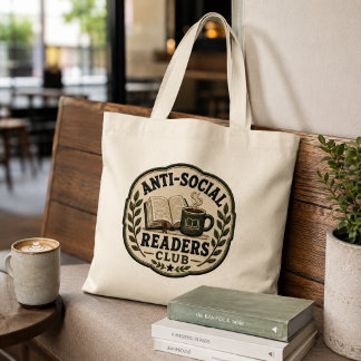 Anti-Social Readers Club Embroidered Style Bookish Large Tote Bag
