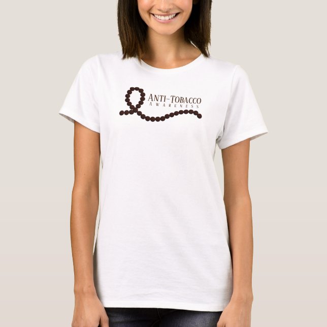 Anti-Tobacco Awareness Brown Ribbon Beads T-Shirt (Front)