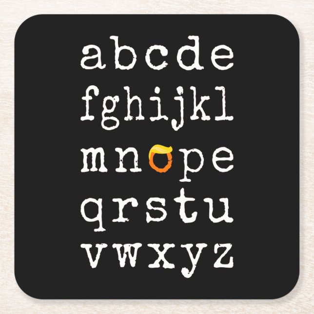 Anti-Trump Alphabet - Nope V Square Paper Coaster (Front)