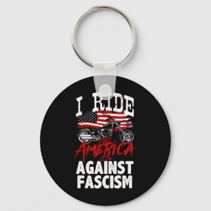 Anti Trump Biker Resist Against Fascism Protest Keychain