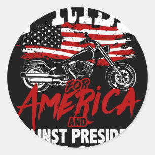 Anti Trump Biker Resist Against President Bone Spu Classic Round Sticker